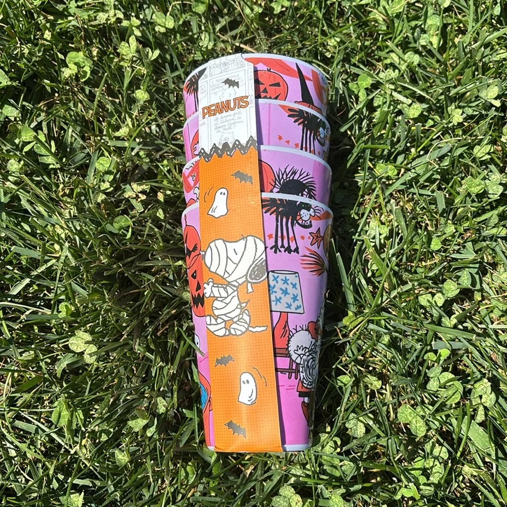 NWT Peanuts Halloween Party Themed Pink Cups